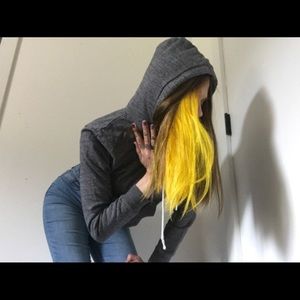 UO Tight Marble Gray Hooded Sweatshirt Y2K